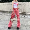 Women's Jeans American Style Vintage Washed Raw Edge Fashion High Waist Casual Trousers Wide Leg Women Y2k Streetwear Baggy Pink Pants 230325