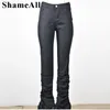 Dames Grote maten broek Grote maten Europa-stijl Stacked Flare Jeans Mom 3xl Street chic Sexy Slim Fit Trendy Bell-bottom Denim Broek Vintage broek 230325