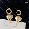 Classic Style Women Heart Studs Cute Size Luxury Letter Gold Love Earrings Wedding Party Gifts With Box