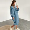 Damska odzież sutowa 2-warstwowa bawełniana luźne luźne rękawy w szyku w szyku szaty snu sukienki w ciąży kobiety ubrania jesienne odzież