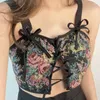 Zbiorniki damskie 2023 Kobiety eleganckie designerskie Camis francuskie kwiaty vintage drukuj kantar