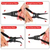 wiseup 4pcs cirlip pliers set internal外部リングインストール削除精度ハンドスナップリングプーラーツール