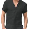 Camicie casual da uomo T-shirt a maniche corte da uomo estivo in cotone e lino T-shirt da uomo casual da uomo T-shirt da uomo traspirante S3XL 230325