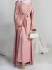 Vêtements ethniques 2 pièces correspondant ensembles musulmans robe hijab plaine Eid Abayas pour femmes Dubaï ouvert Abaya Turquie robes intérieures vêtements islamiques africains 230325