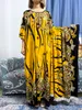 Etniska kläder muslimska abayor för kvinnor Dubai Loose Maxi Embroider Robe Femme Musulmane African O-Neck Floral Dress with Big Scarf 230325