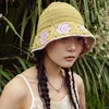 Stingy Brim Sats Fashion ручная ручная ручная крючковая цветочная полость весна лето солнце -панама на открытом воздухе шляпа девочки Женщины вязаная шапочка для рыбалки 230325