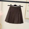 SAIRS RETRO CORTEIRA SAIR FEMANA AUTONO DE MULHERES E CAIS ALTA CANTEIA DA CAIXA COREANA VERSÃO KAWAII Patchwork Pleated A Line Miniskirt 230325