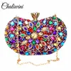 Sacs de soirée Chaliwini Diamond Two Side Floral Femme Pochette Multi Crystal Sling Package Mariage Bourse Correspondant Portefeuille Sacs à main 230325