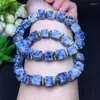 Strand Natural Crystal Blue Line Stone Sugar Armband Quartzite Kuber Form för kvinnor Enkla söta fshionsmycken