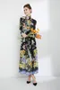 Robes de piste Robe de piste style européen-américain 2023 printemps/été nouveau style jupe trapèze tempérament mince robe imprimée en mousseline de soie