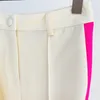 Pantalon de deux pièces pour femmes High Street Est 2023 Designer Runway Suit Set Single Button Color Block Blazer Flare 230325