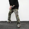 Pantalons pour hommes Streetwear Cargo Hip Hop en détresse Camouflage Splash évasé femmes poches cordon Baggy pantalon 230324