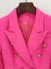 Women's Suits Blazers HIGH STREET 2023 Stylish Designer Classic Double Breasted Metal Buttons Slim Fitting Jacket Pink 230325