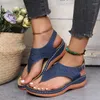 Sandaler Fashion Women Summer Beach Shoes Wedge Heel Flip Flops Bohemian Lightweight Plus Size Platform Mujer