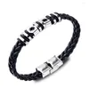 Charm Bracelets 2023 Fashion Jewelry Stainless Steel Gecko Scorpio Leather Bracelet Cuff Titanium Sun Feather For Men