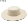 Gunstige rand hoeden Franse stijl 10 cm breed derby top socialite wind hepburn wol vilt fedoras elegante trouwjurk 230325