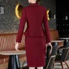 Dwuczęściowa sukienka Lenshin Hurtowa 2 zestaw wysokiej jakości marszczyków spódniczka wiązanie Blazer biuro urzędowe Formalne kobiety eleganckie zużycie biznesowe 230324