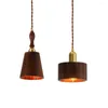 Hängslampor nordiska moderna lamp svart valnöt trä mässing loft fixtur för inomhus matsal bar hängande lätt heminredning belysning