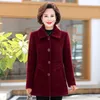 Women's Wool & Blends Autumn Winter Jacket Woolen Coat Solid Color Plus Size 5XL Middle-aged Elderly Female Imitation Mink Velvet OvercoatWo