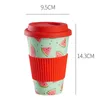 Mugs Heat Resistance Bamboo Fiber Mug Coffee With Silicone Lid Tea Milk Bear Cup Drinkware Water Bottle 470ML 230324