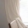 Curtain America Beige Baumwolle Fenster mit Quasten dekorieren Volant das luxuriöse Wohnzimmer Schlafzimmer Küche einfach drapierbare Vorhänge