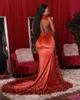 2023 Arabski ASO EBI Koronkowe sukienki z baldówki Pióro Syrena Backless