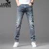 Men's Jeans designer Light luxury high-grade jeans men's smoky gray SLIM STRAIGHT casual long pants fashion brand thin 48YH