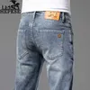 Jeans de jeans Luz de luxo de luxo de alta qualidade jeans masculino cinza slim reto casual calça longa marca de moda fin 48yh
