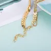 Fußkettchen 2023 Design Zwei Schichten Fußkettchen Für Frauen Mädchen Fishbone Flugzeug Form Gold Farbe Flache Kette Schmuck Zubehör