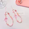 Mobiele telefoon riemen Koreaanse creatieve zoete roze boog hart kralen mobiele telefoon keten delicate anti-meest telefoonhoesje lanyard cadeau voor vrouwelijke accessoires