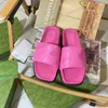 Brand Designer Women Square Toe Flat Bottom Slippers Summer Rubber Sandals Floral Flower Slides Sliders Beach Shoes Size 35-44