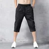 Erkek şort yaz pantolon ince naylon 3 4 uzunluk pantolon erkek Bermuda tahta hızlı kurutma plajı siyah uzun 230325