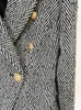 Ternos femininos blazers high street est 2023 fw designer casaco de lã fino encaixe leão botões espinha de peixe listrado tweed jaqueta blazer 230325