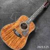 Personnalisé 12 cordes solide KOA dessus en bois guitare ébène touche véritable ormeau reliure et incrustation guitare électrique acoustique