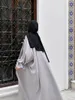 Abbigliamento etnico Eid Mubarak 2023 Moda Donna Abaya Cardigan Raso Musulmano Turchia Dubai Caftano Abito maniche a sbuffo Islam Robe