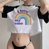 T-shirts pour femmes Y2k Fairy Emo Aesthetic Goth Crop Top Female Fairycore Streetwear Gothic Tee