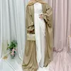Ubranie etniczne Ramadan Open Abaya kimono femme muzułmańska satynowa sukienka hidżabu Abayas dla kobiet Dubai Kaftan Robe Islam Eleganckie skromne ubrania 230325