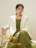 Kadınlar Squit Blazers Dushu Elegant v Boyun Takım Ceket Kadınlar Sonbahar Tasarım Sense Ofis Gerekli Kadın Bir Düğme 230325