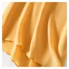 Kvinnors T-skjortor Silviye Yellow Silk T-shirt Kvinnlig Löst temperament V-Neck All-Match Top Small Shirt Summer