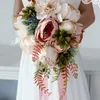 Düğün Çiçekleri Romantik Gelin Nedime Buket Şelale Yapay Çiçek Sahte Etli Uzun Şerit Retro Lüks Partisi W0ya