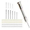 Relógio kits de reparo pino torno para resina moldes de moldes conjunto de ferramentas de broca de mão com 10 pcs torção bits e 100 pinos de olho de parafuso ferramentas