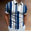 Hommes Polos Été Lettre Impression Haute Qualité Hommes Polos Plaid Casual Manches Courtes Hommes Chemises Turn-Down Col Zipper Polo Shirt 230325