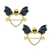 Anneaux de nez Goujons Mode Brillant Chauve-Souris Noir Mamelon Piercing Ensemble 14G En Acier Inoxydable s Coeur Bijoux Corps 230325