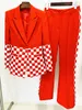 Pantalon de deux pièces pour femmes High Street Est 2023 Designer Runway Suit Set Single Button Color Block Blazer Flare 230325