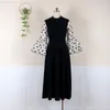 Casual Dresses Elegance Vintage Dress Polka prickar Flare Sleeve Fit och Midi för kvinnor Prom Party Birthday Evening Summer Fall 2023