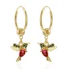 Boucles d'Oreille Créoles Oiseau Colibri Pendentif Cristal Gland Oiseau Pour Femme Bijoux Mariage