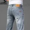Jeans pour hommes Designer Light Luxury Premium Smoky Grey Slim Fit Droit Casual Pantalon Long Mince CNYY