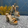 Designer Women Sandals Party Fashion Dance Shoe New Sexy Heels Super Lady Wedding Metal Belt Buckle High Heel Woman Shoes Patent Leathe Stor storlek 35-40-42 med låda