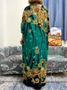 Etniska kläder muslimska abayor för kvinnor Dubai Loose Maxi Embroider Robe Femme Musulmane African O-Neck Floral Dress with Big Scarf 230325