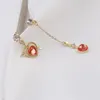 Stud Earrings Asymmetric Heart Shaped Arrow Pendant Charming Women's Wedding Red Crystal Jewelry Fashion Anniversary Gifts